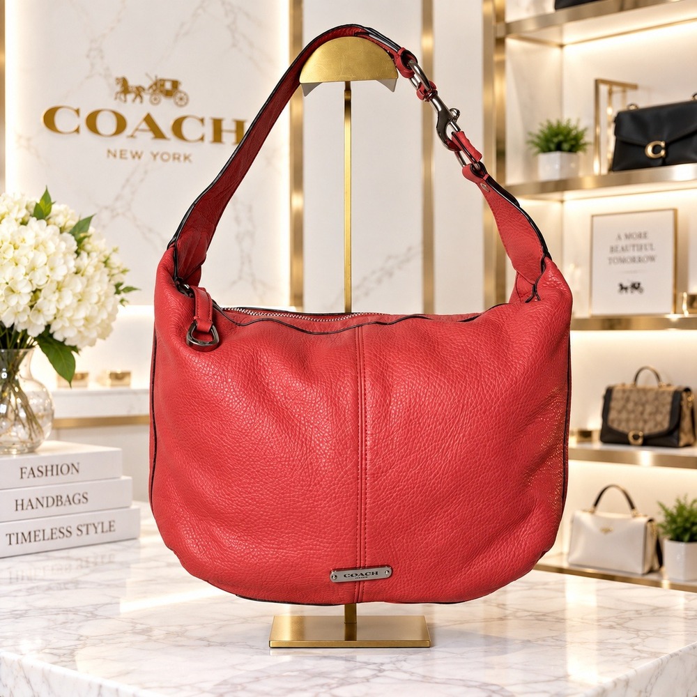 Coach Avery Hobo Bag Coral Pink Pebble Leather Shoulder Bag F23960
